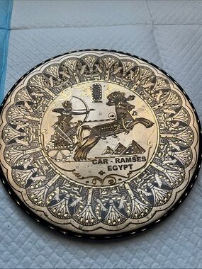 Egyptian Ramses Decorative Round Trinket Box - Gold and Black